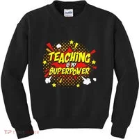 Teaching Is My Superpower Retro Comic Teacher Kids Sweatshirt thumb 0