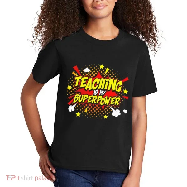 Teaching Is My Superpower Retro Comic Teacher Kids T-Shirt