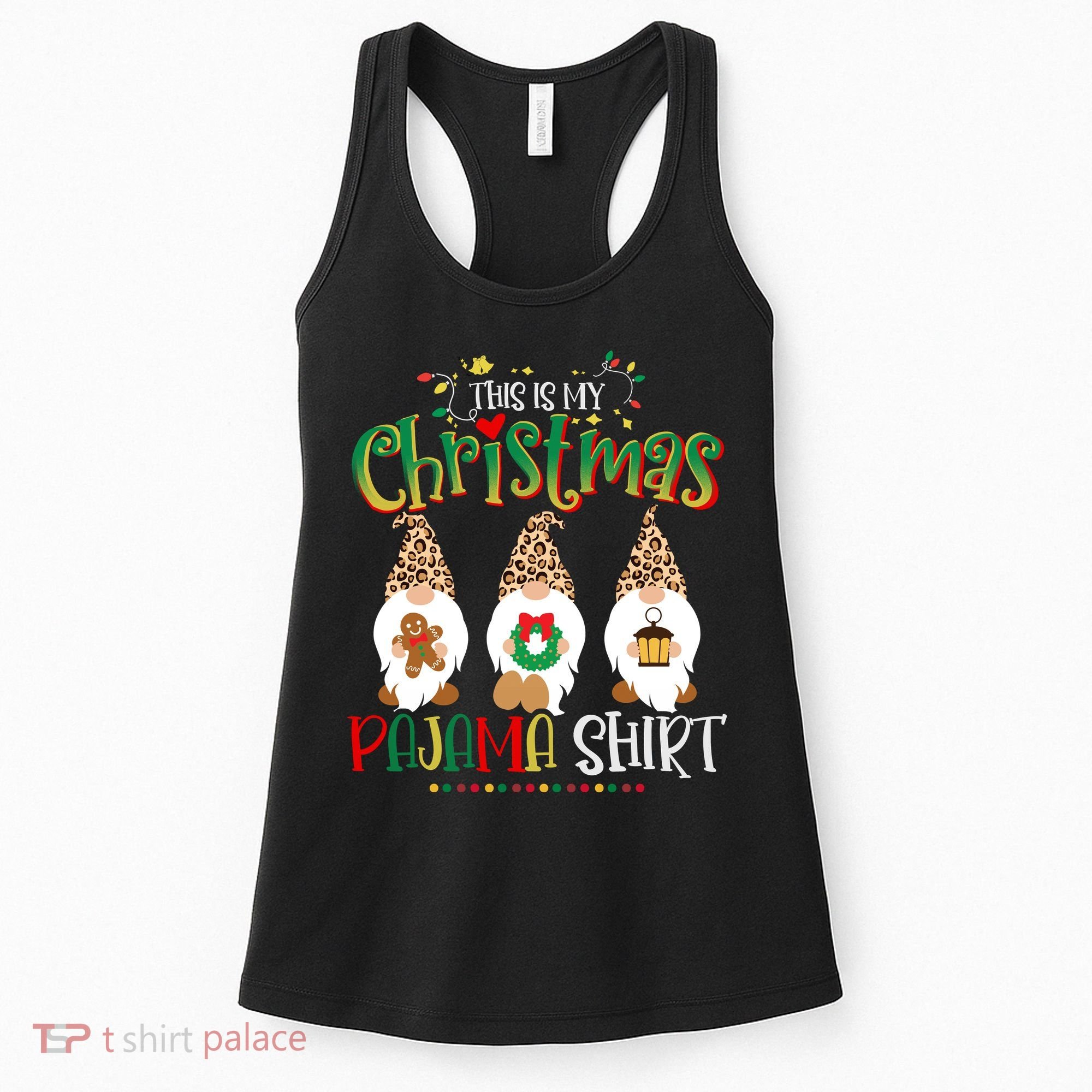 This is my christmas pajama Shirt Gnome Christmas Red Plaid Women's Tank Top