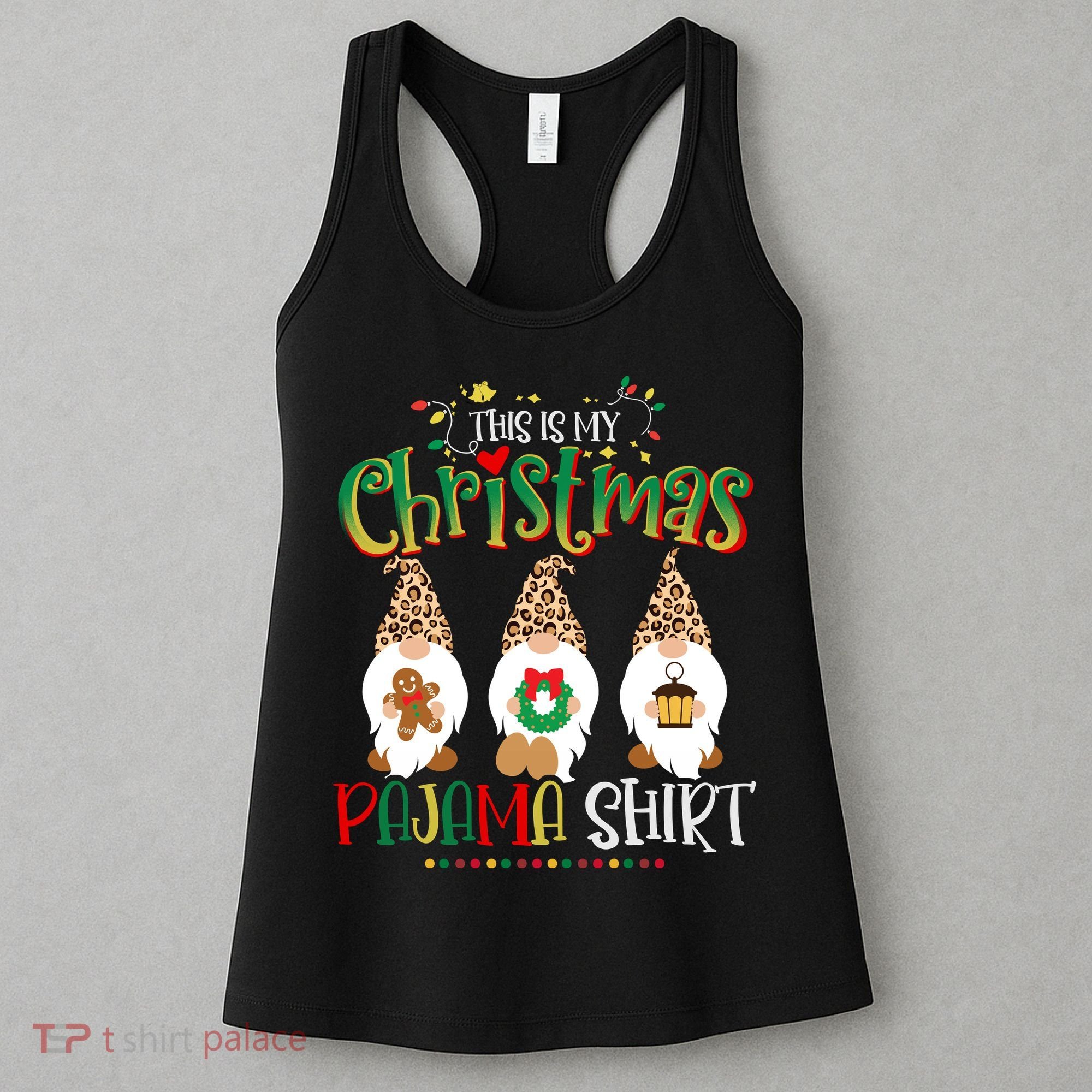 This is my christmas pajama Shirt Gnome Christmas Red Plaid Women's Tank Top