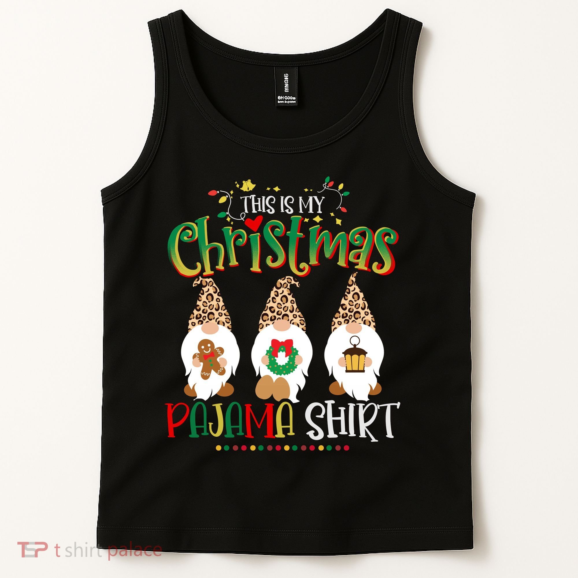 This is my christmas pajama Shirt Gnome Christmas Red Plaid Tank Top