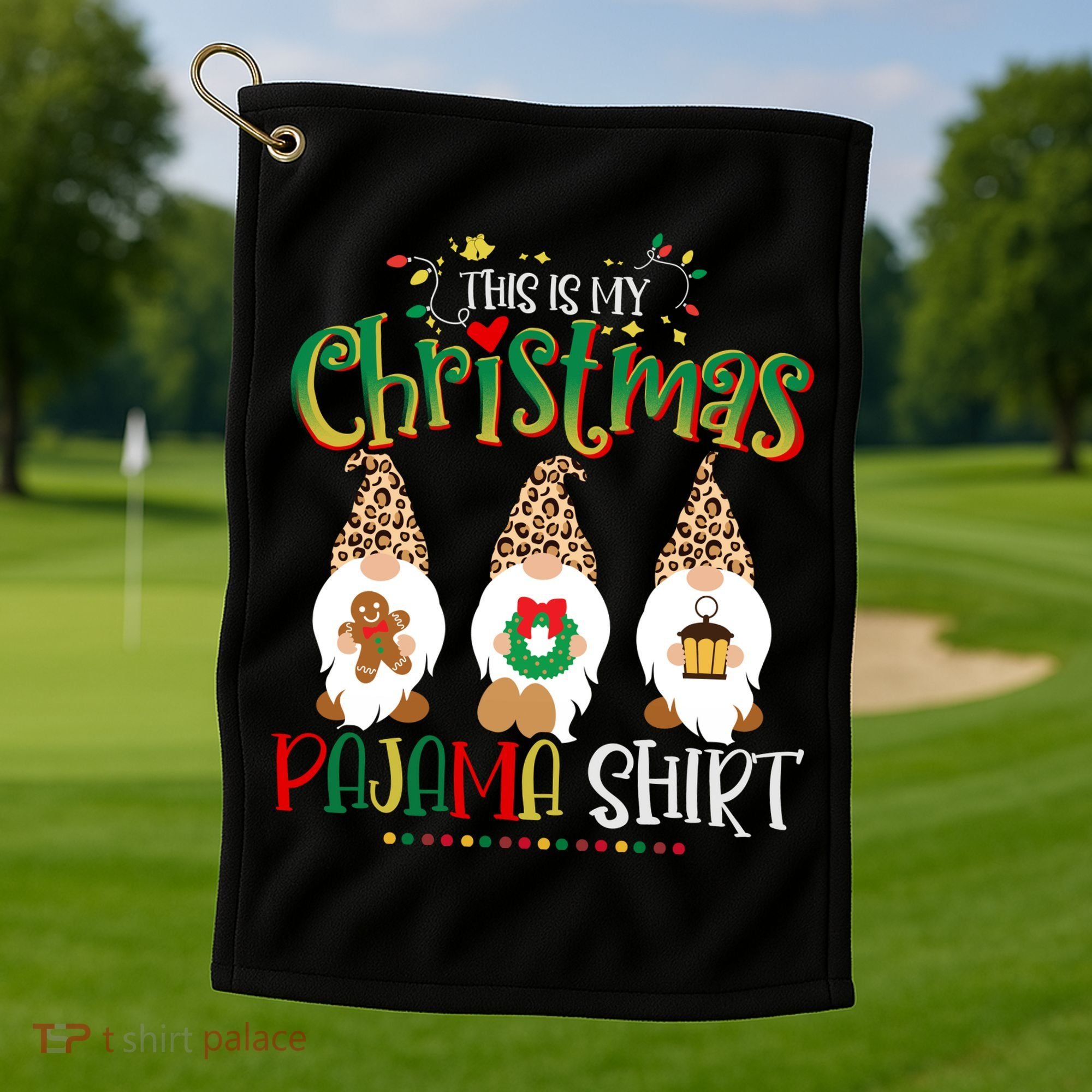 This is my christmas pajama Shirt Gnome Christmas Red Plaid Golf Towel