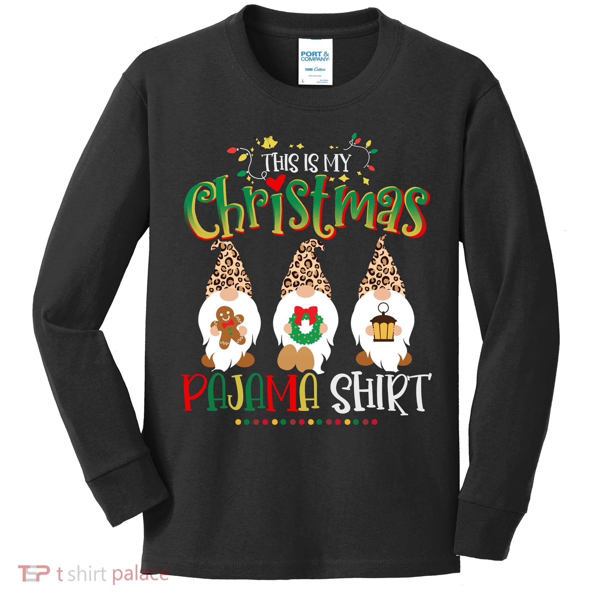 This is my christmas pajama Shirt Gnome Christmas Red Plaid Kids Long Sleeve Shirt
