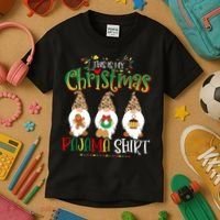 This is my christmas pajama Shirt Gnome Christmas Red Plaid Kids T-Shirt thumb 3