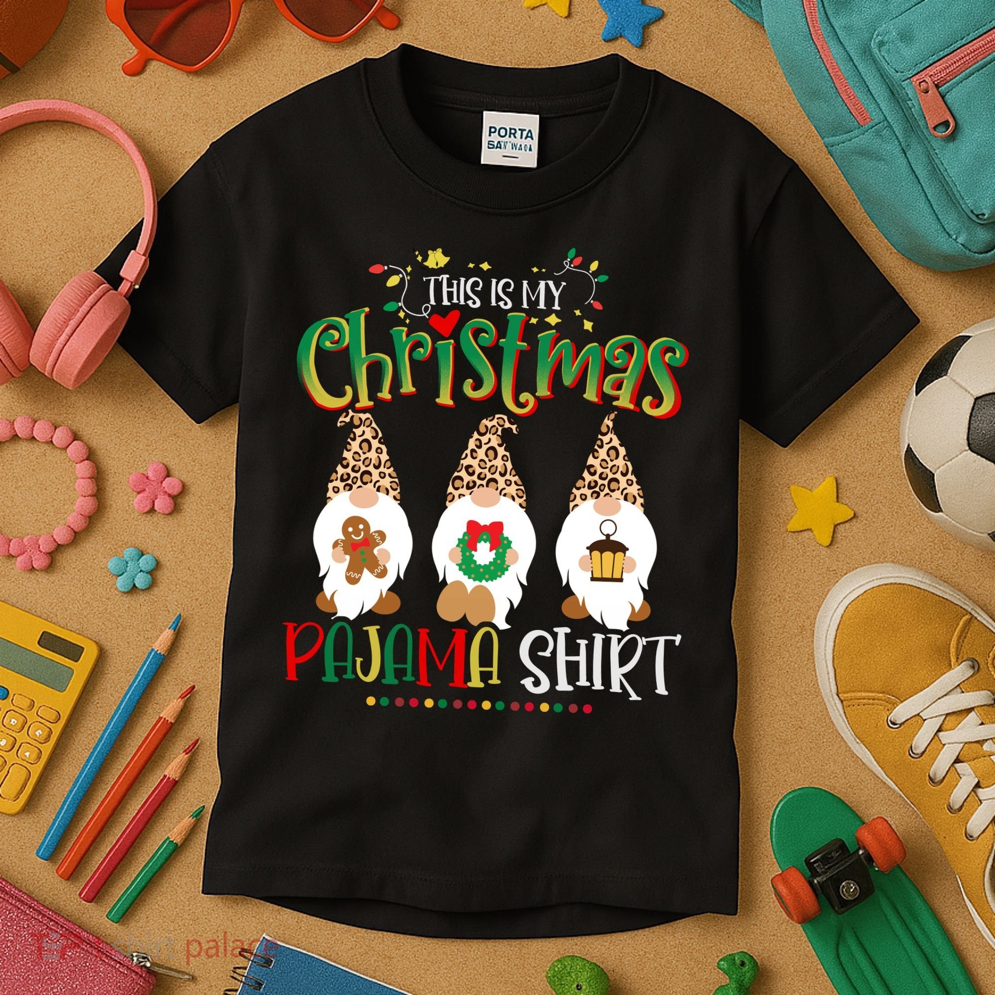 This is my christmas pajama Shirt Gnome Christmas Red Plaid Kids T-Shirt