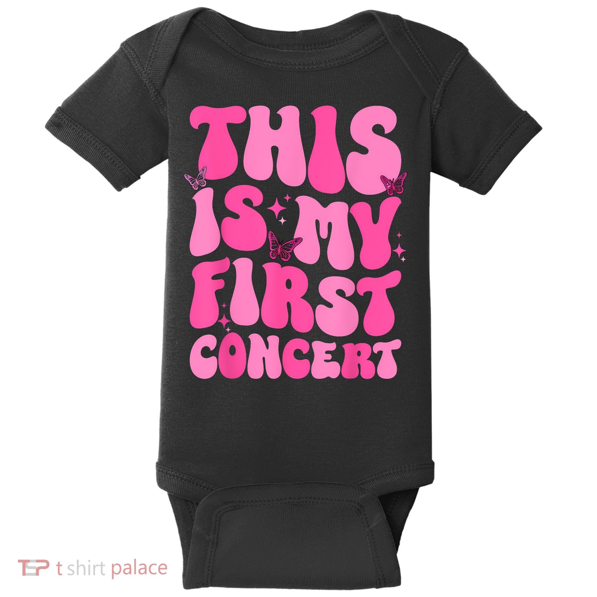 This Is My First Concert Music Event Retro Groovy Girl Baby Bodysuit