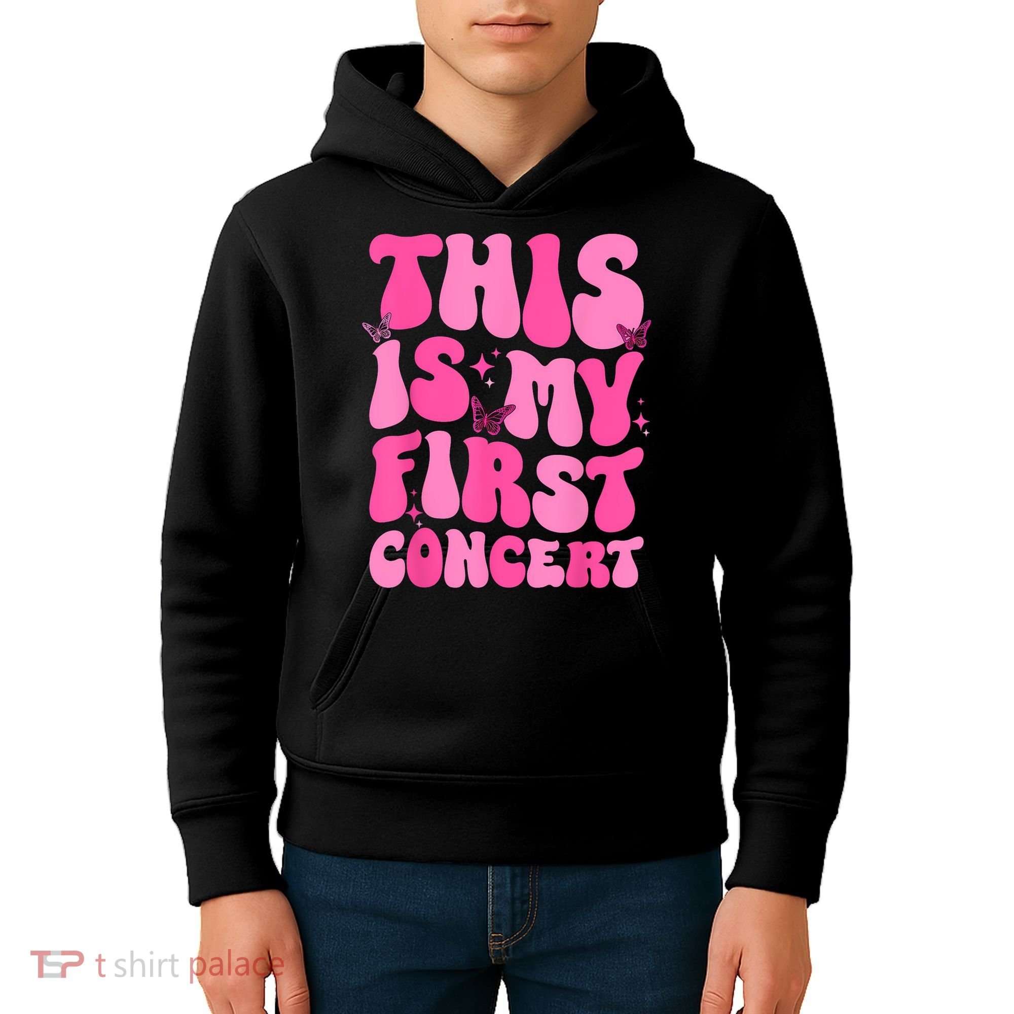 This Is My First Concert Music Event Retro Groovy Girl Kids Hoodie