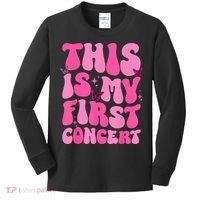 This Is My First Concert Music Event Retro Groovy Girl Kids Long Sleeve Shirt thumb 0