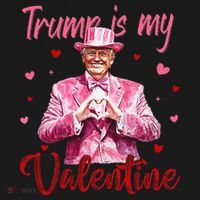 Trump Is My Valentine Heart Funny Trump Lover Supporter Women's Hoodie thumb 2