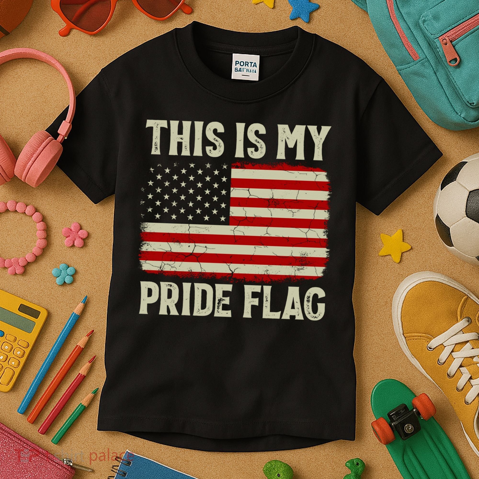 This Is My Pride Flag Patriotic American Flag, 4th of July  Kids T-Shirt