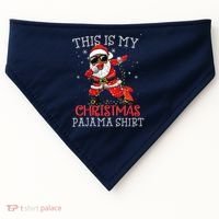 This Is My Christmas Pajama Dabbing African American Santa USA-Made Doggie Bandana thumb 0