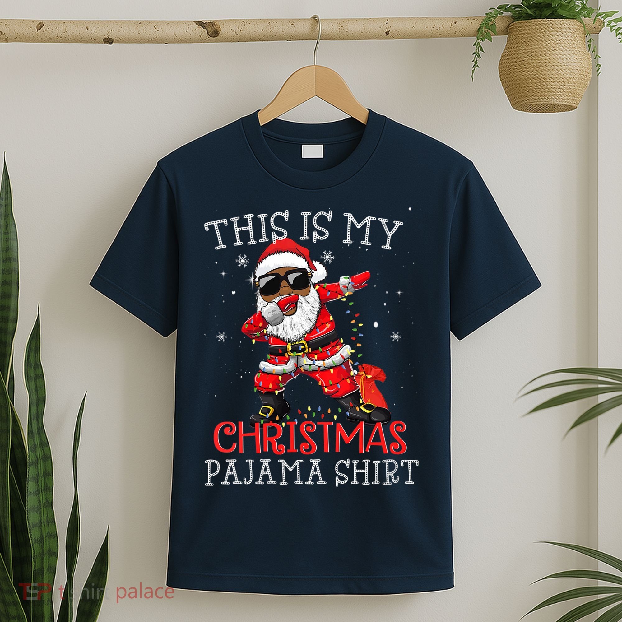 This Is My Christmas Pajama Dabbing African American Santa T-Shirt