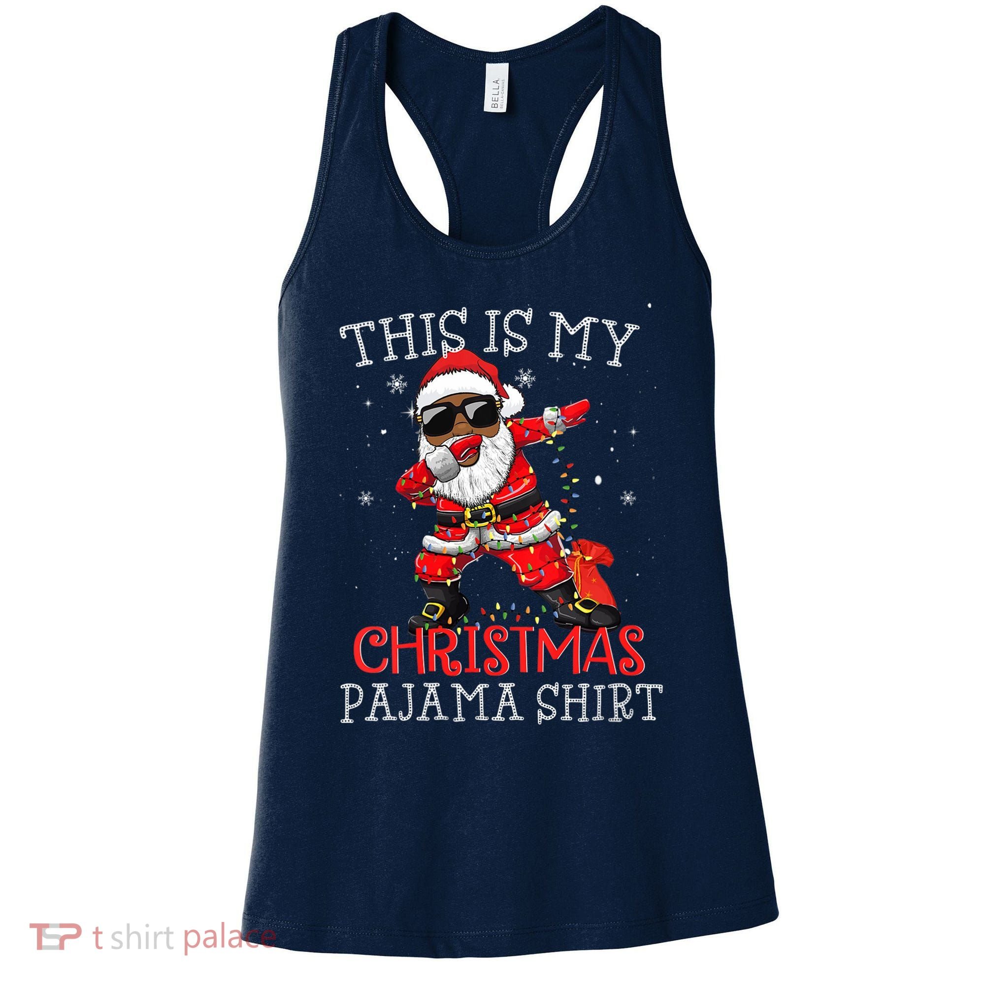 This Is My Christmas Pajama Dabbing African American Santa Women's Tank Top