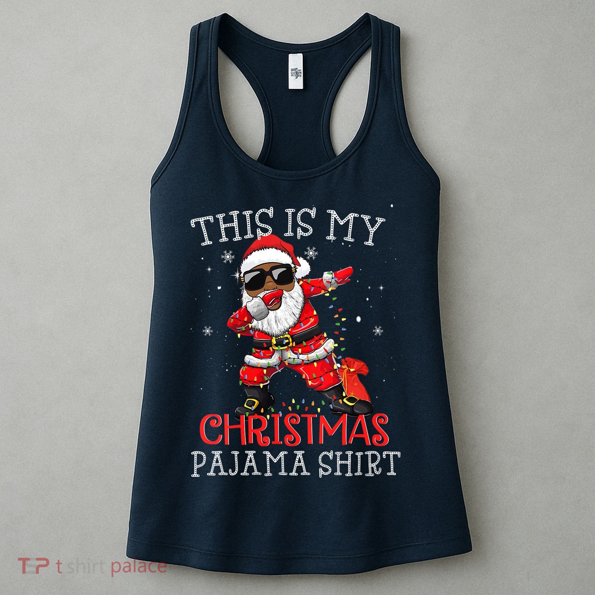 This Is My Christmas Pajama Dabbing African American Santa Women's Tank Top