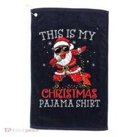 This Is My Christmas Pajama Dabbing African American Santa Golf Towel thumb 0