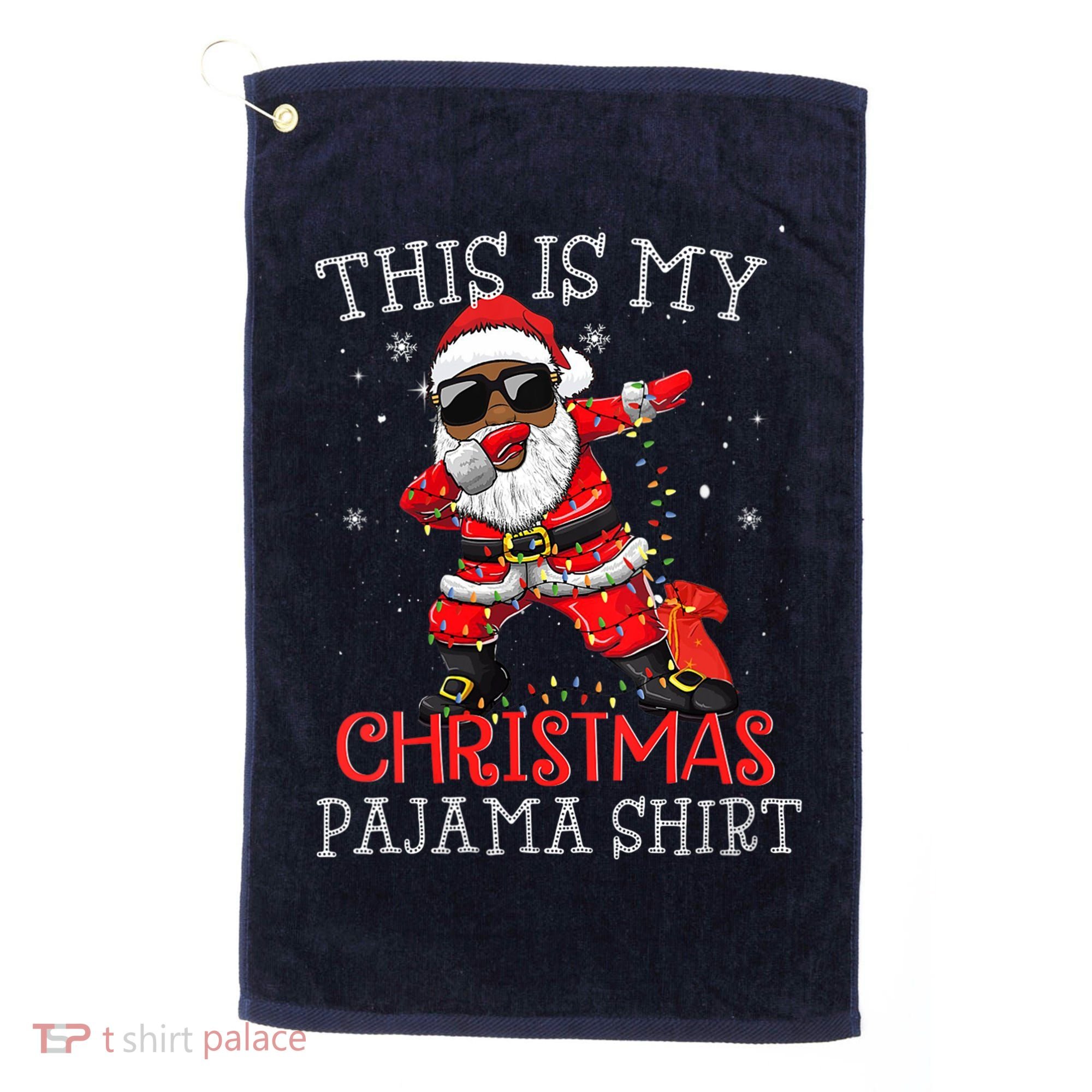 This Is My Christmas Pajama Dabbing African American Santa Golf Towel