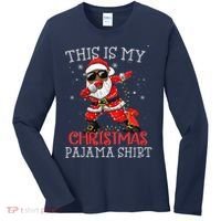 This Is My Christmas Pajama Dabbing African American Santa Women's Long Sleeve Shirt thumb 0