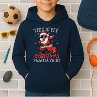This Is My Christmas Pajama Dabbing African American Santa Kids Hoodie thumb 2
