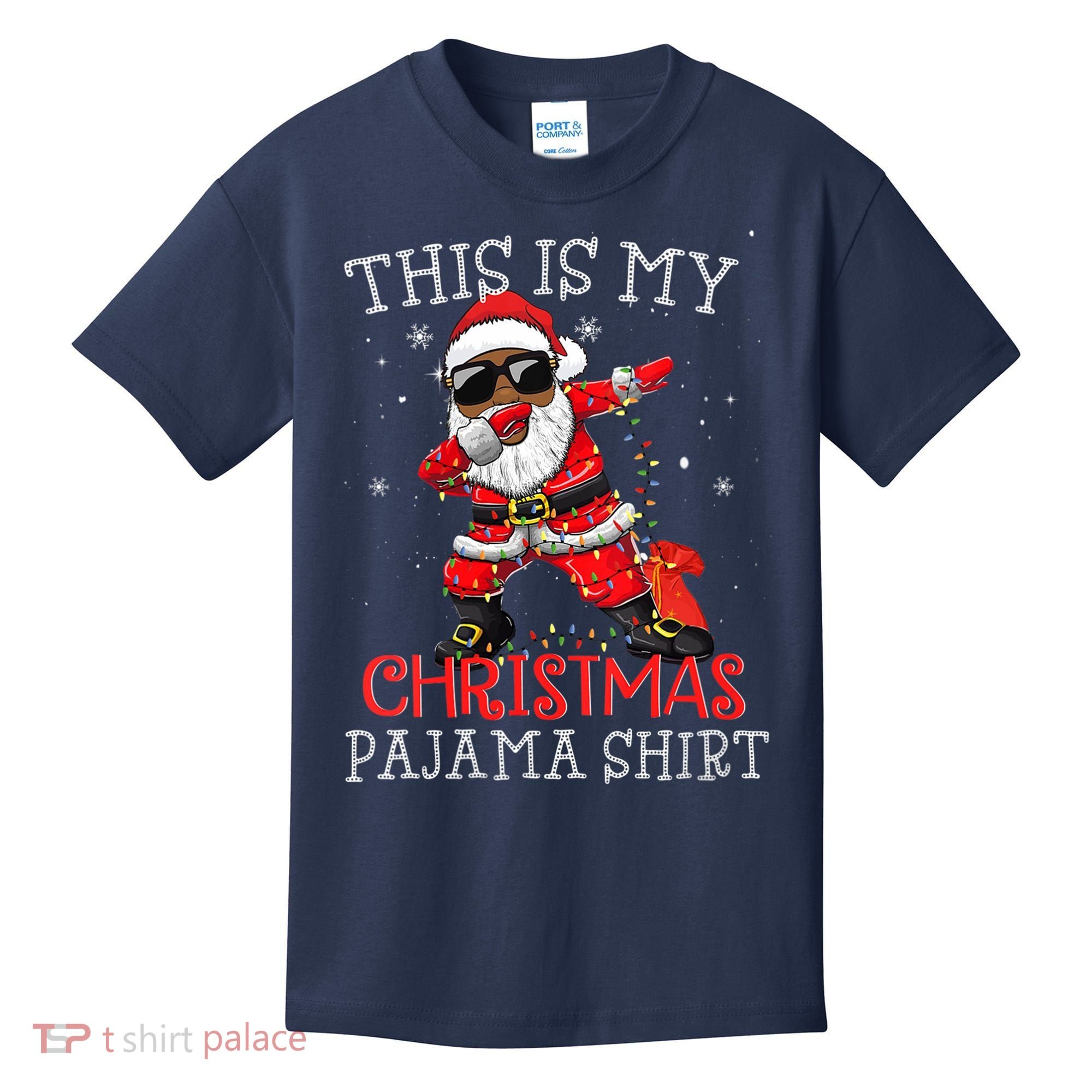 This Is My Christmas Pajama Dabbing African American Santa Kids T-Shirt