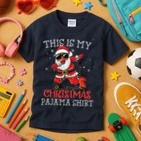 This Is My Christmas Pajama Dabbing African American Santa Kids T-Shirt thumb 3