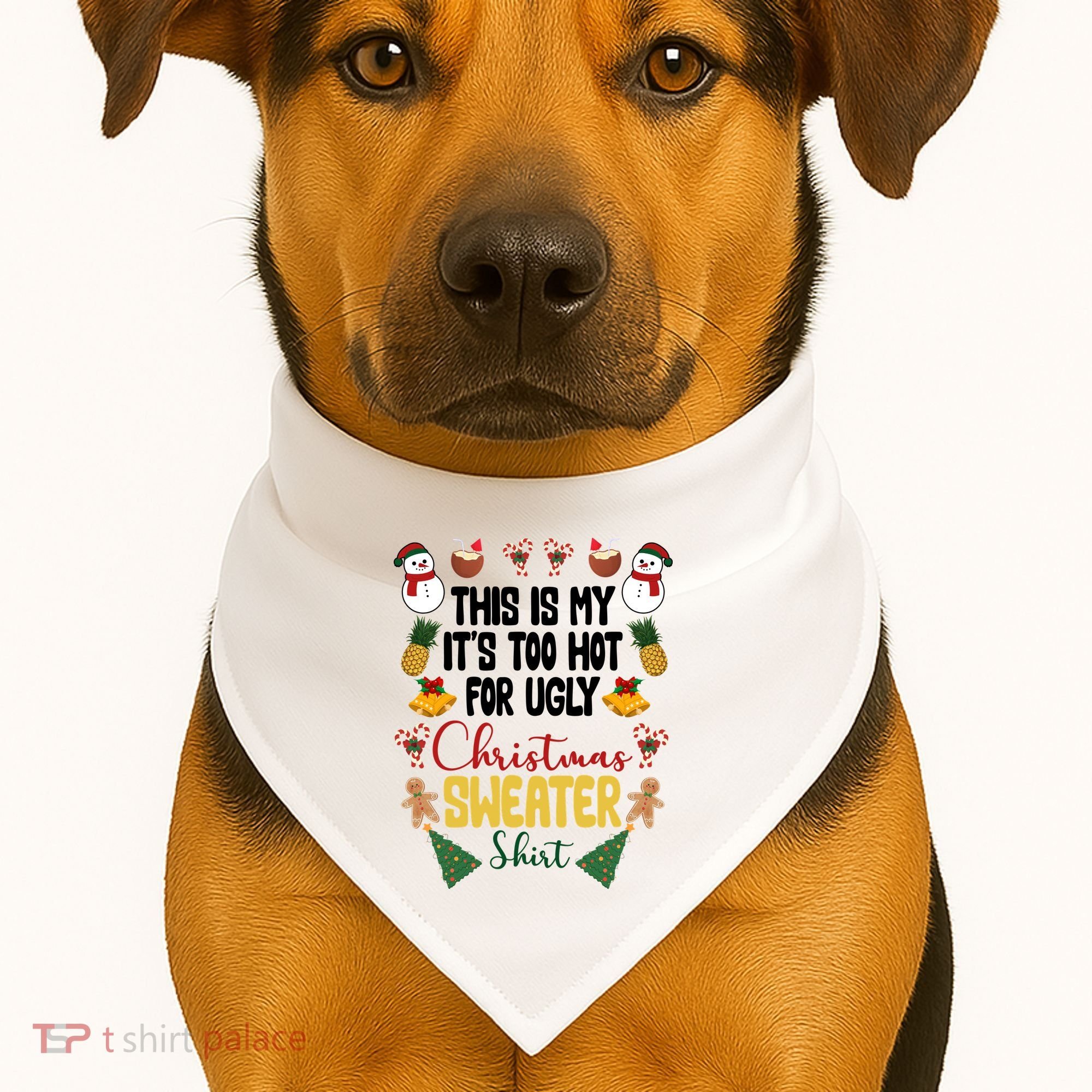 This Is My It's Too Hot For Ugly Christmas Sweater USA-Made Doggie Bandana