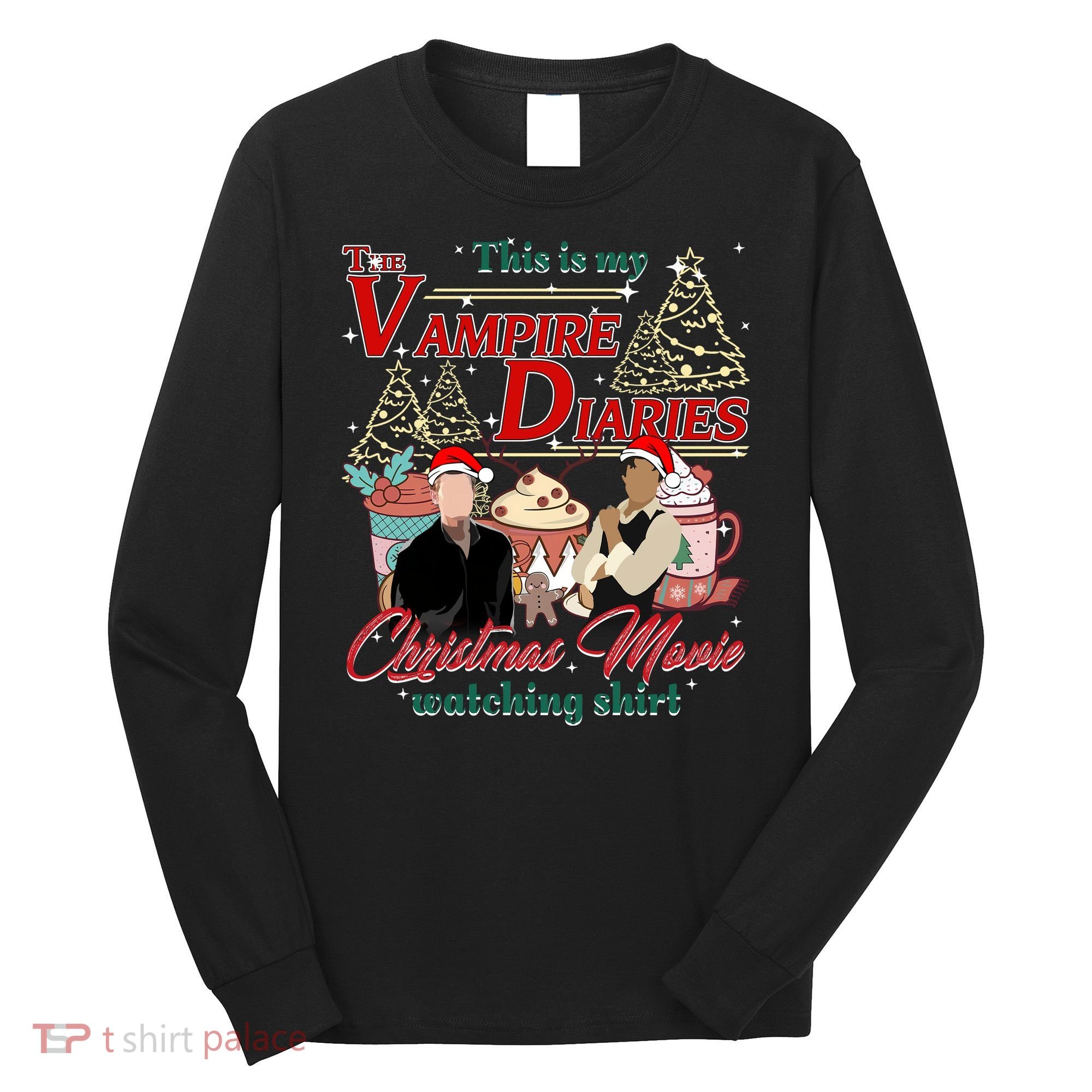 This Is My The Vampire Christmas Movie Watching Stefan And Damon Salv Long Sleeve Shirt