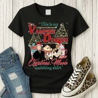 This Is My The Vampire Christmas Movie Watching Stefan And Damon Salv Women's T-Shirt thumb 3