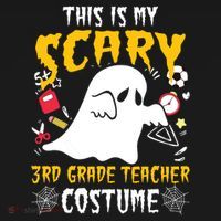 This Is My Scary Third Grade Costume Teacher Halloween Button thumb 1