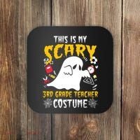 This Is My Scary Third Grade Costume Teacher Halloween Coaster thumb 0