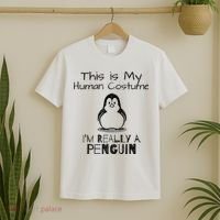 This is My Human Costume, I'm Really a Penguin T-Shirt thumb 2