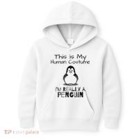 This is My Human Costume, I'm Really a Penguin Kids Hoodie thumb 0
