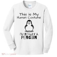 This is My Human Costume, I'm Really a Penguin Kids Long Sleeve Shirt thumb 0