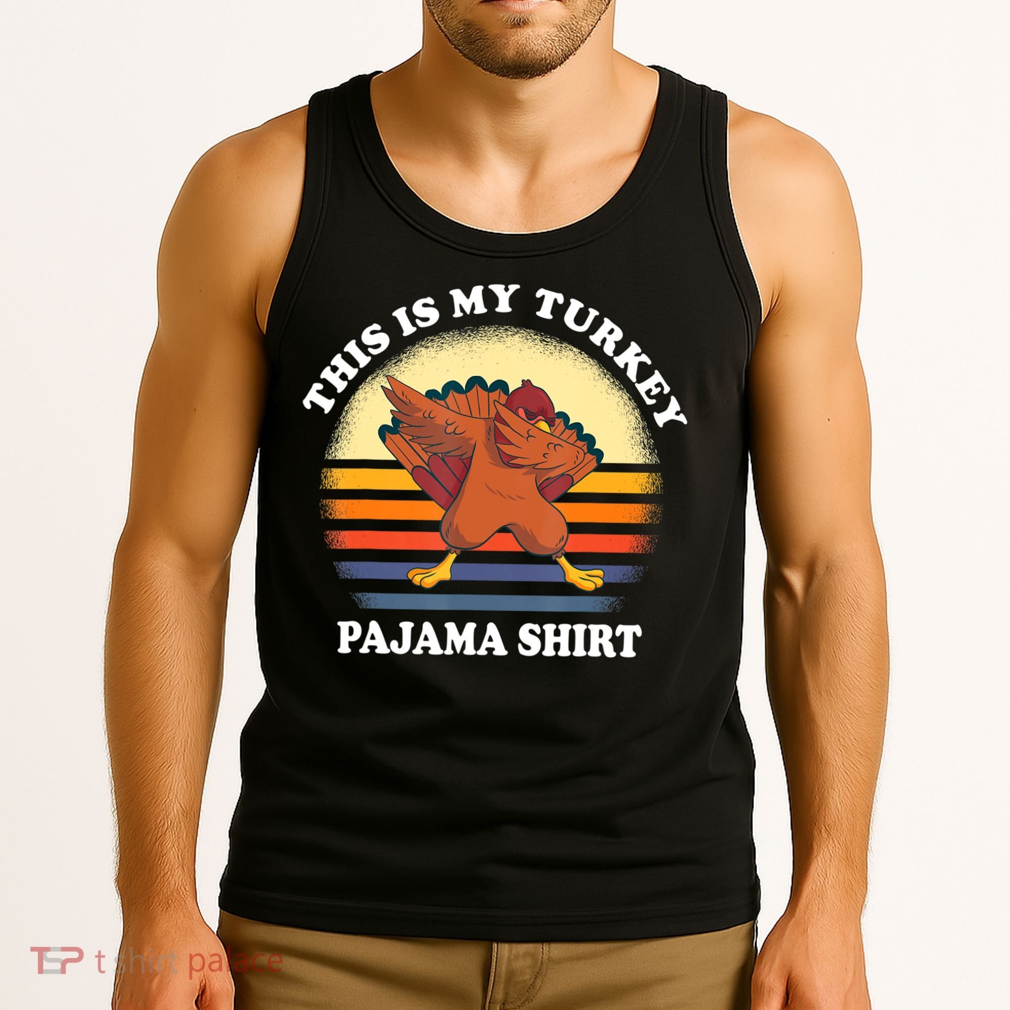 This Is My Turkey Pajama Thanksgiving Gobble Tank Top