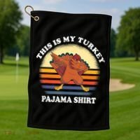 This Is My Turkey Pajama Thanksgiving Gobble Golf Towel thumb 1
