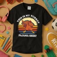 This Is My Turkey Pajama Thanksgiving Gobble Kids T-Shirt thumb 3