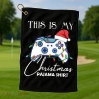 This Is My Christmas Pajama Shirt Funny Gamer Golf Towel thumb 1
