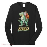 This Is My Christmas Pijama Santa Riding T Rex Long Sleeve Shirt thumb 0