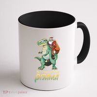 This Is My Christmas Pijama Santa Riding T Rex Coffee Mug thumb 1