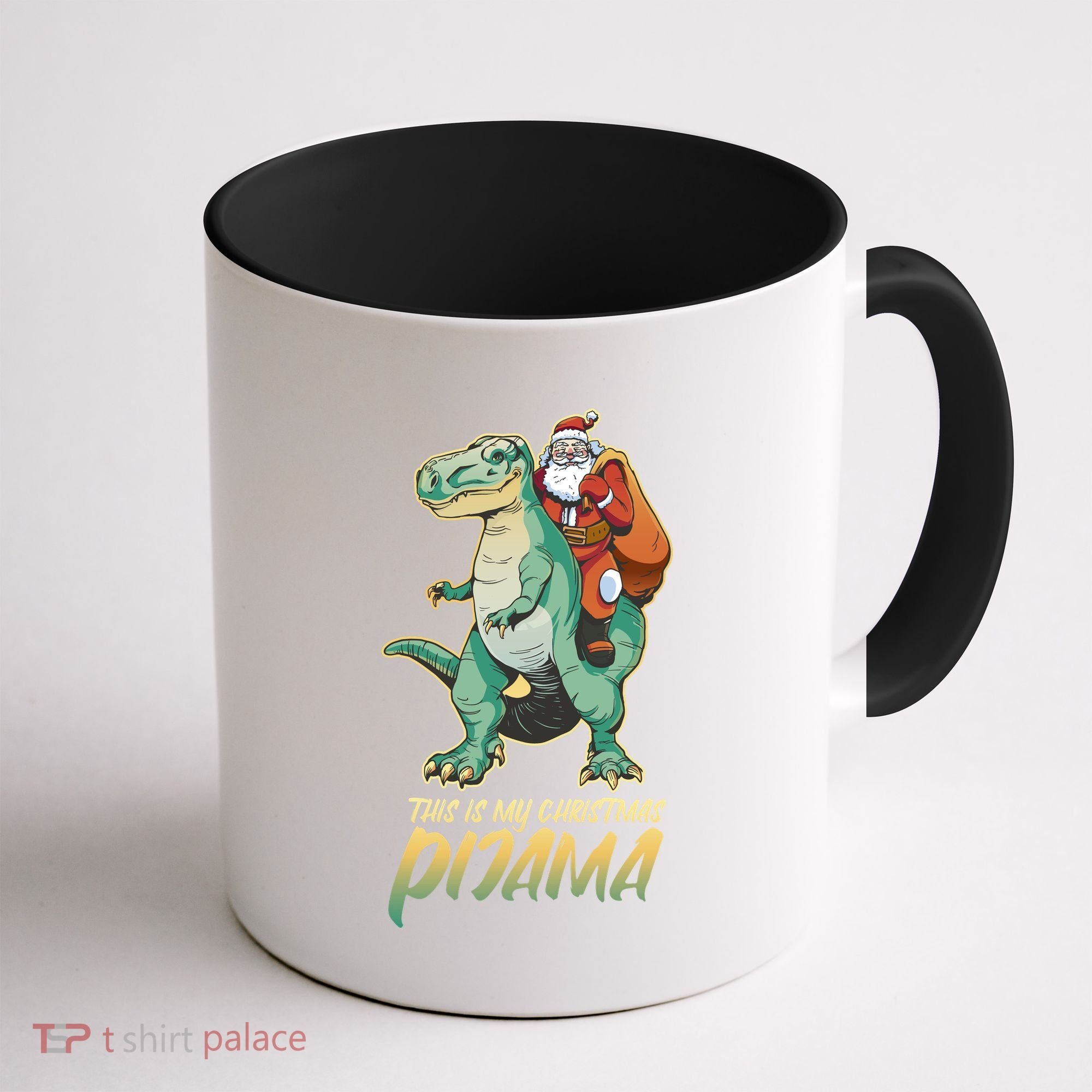This Is My Christmas Pijama Santa Riding T Rex Coffee Mug