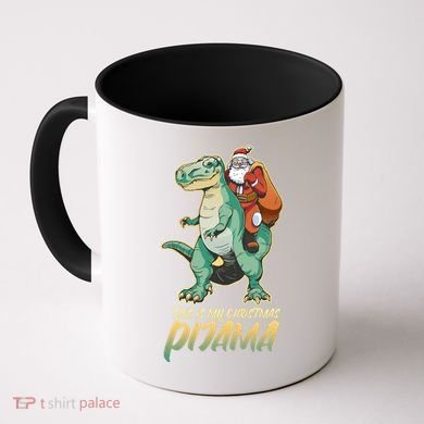 This Is My Christmas Pijama Santa Riding T Rex Coffee Mug