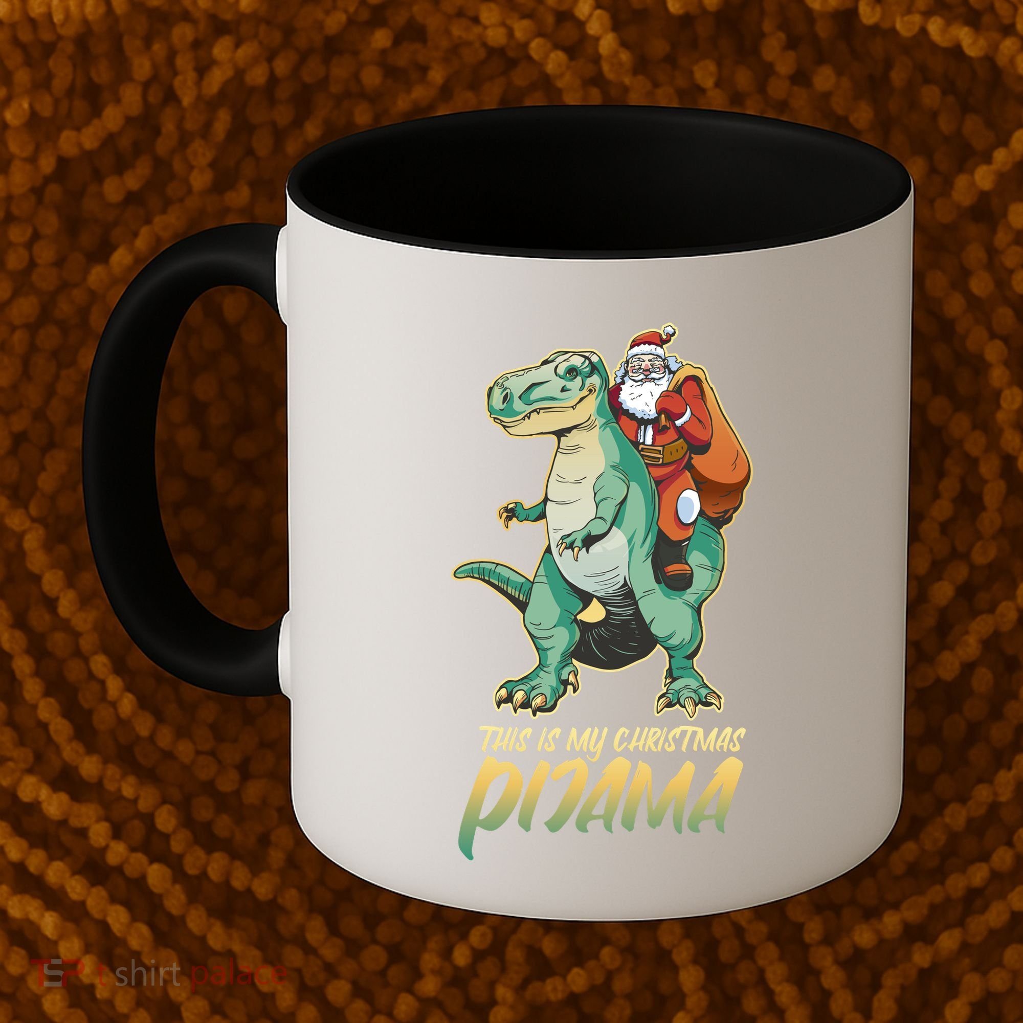 This Is My Christmas Pijama Santa Riding T Rex Coffee Mug