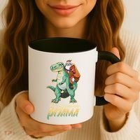 This Is My Christmas Pijama Santa Riding T Rex Coffee Mug thumb 3