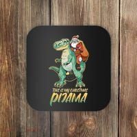 This Is My Christmas Pijama Santa Riding T Rex Coaster thumb 0