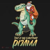This Is My Christmas Pijama Santa Riding T Rex Ornament thumb 1