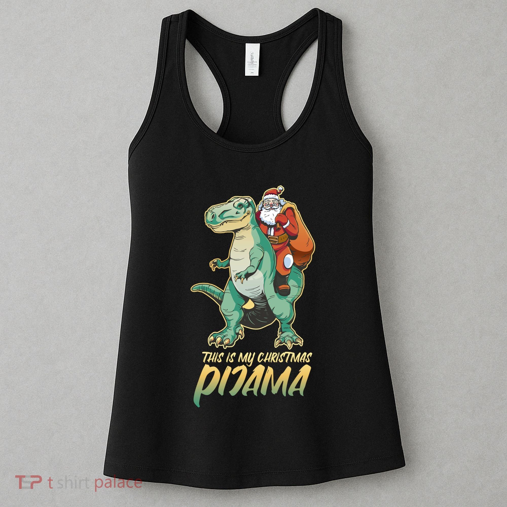 This Is My Christmas Pijama Santa Riding T Rex Women's Tank Top
