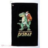 This Is My Christmas Pijama Santa Riding T Rex Golf Towel thumb 0