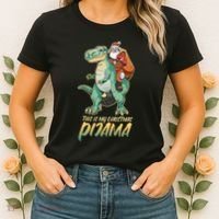 This Is My Christmas Pijama Santa Riding T Rex Women's T-Shirt thumb 2
