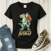 This Is My Christmas Pijama Santa Riding T Rex Women's T-Shirt thumb 3