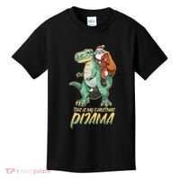 This Is My Christmas Pijama Santa Riding T Rex Kids T-Shirt thumb 0