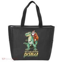 This Is My Christmas Pijama Santa Riding T Rex Tote Bag thumb 0